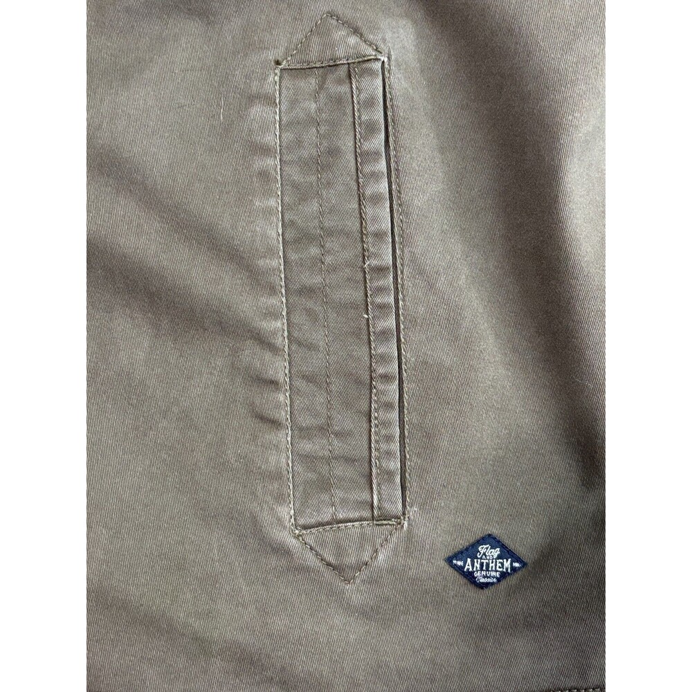 Flag Anthem Olive Mock Neck Trucker Military Shirt Jacket Zip Up Hidden Button - Picture 5 of 16